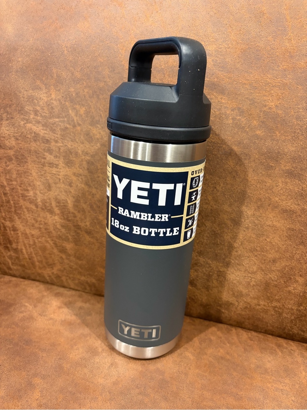 Yeti Rambler 18 oz Bottle - Dark Gray with Black Cap